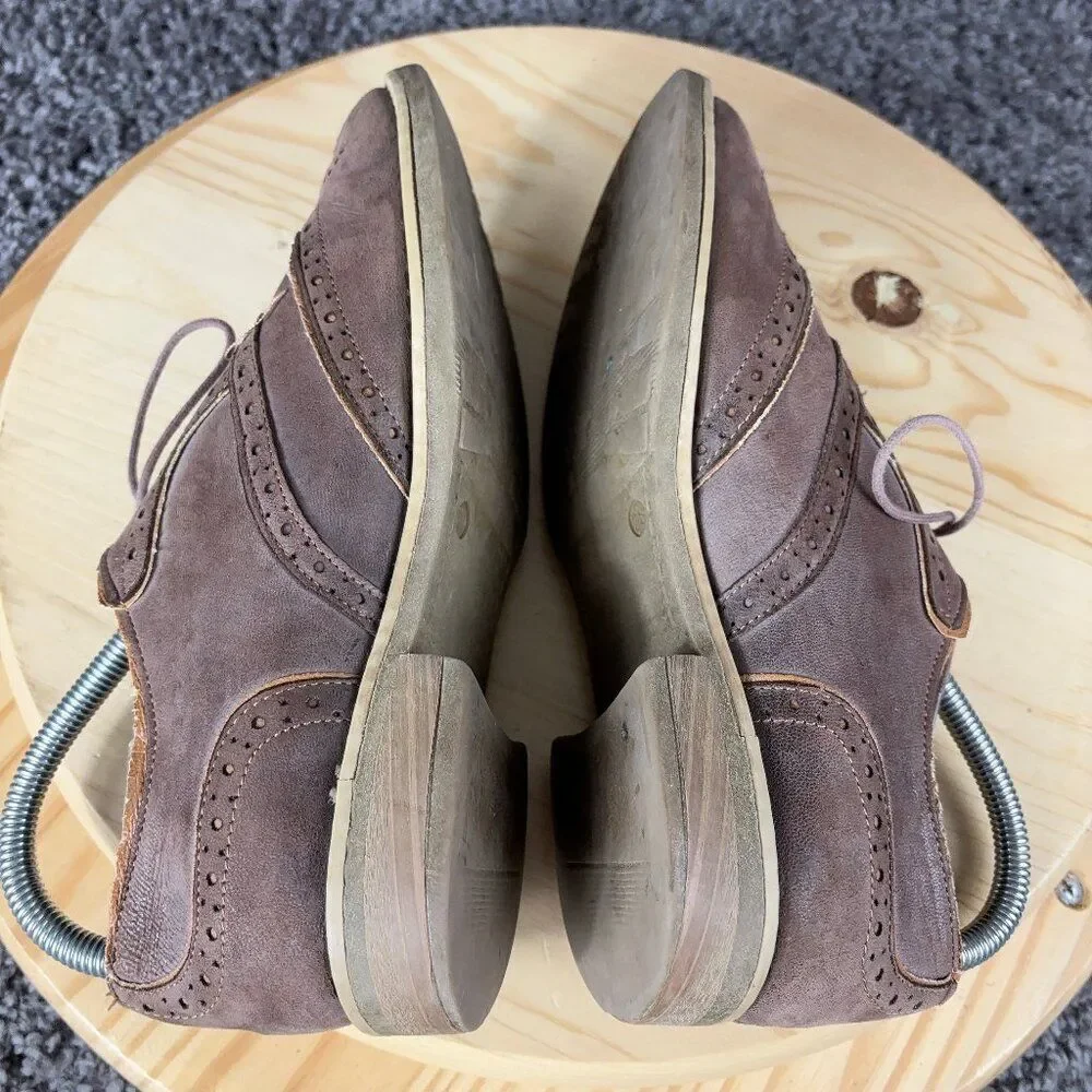 Shoe Embassy Wingtip Oxford Shoe Womens Size 7 Brown Brogue Lace Up EU 38